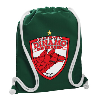 FC Dinamo Bucuresti, Τσάντα πλάτης πουγκί GYMBAG BOTTLE GREEN, με τσέπη (40x48cm) & χονδρά λευκά κορδόνια