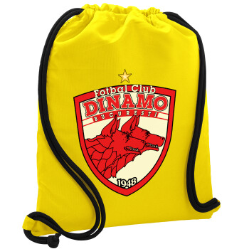 FC Dinamo Bucuresti, Τσάντα πλάτης πουγκί GYMBAG Κίτρινη, με τσέπη (40x48cm) & χονδρά κορδόνια