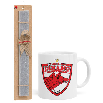 FC Dinamo Bucuresti, Easter Set, Ceramic Cup (330ml) & Easter aromatic flat candle (30cm) (GRAY)