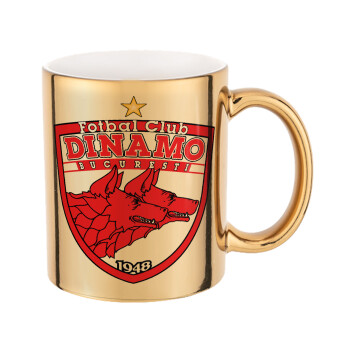 FC Dinamo Bucuresti, Mug ceramic, gold mirror, 330ml