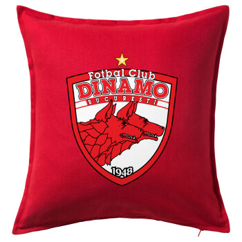 FC Dinamo Bucuresti, Μαξιλάρι καναπέ Κόκκινο 100% βαμβάκι, περιέχεται το γέμισμα (50x50cm)