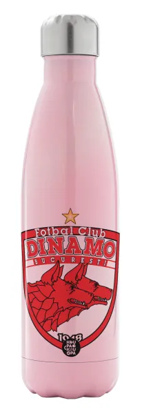 FC Dinamo Bucuresti — Μεταλλικό παγούρι θερμός Ροζ Ιριδίζον (Stainless steel), διπλού τοιχώματος, 500ml