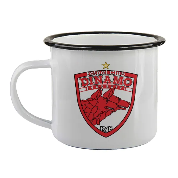 FC Dinamo Bucuresti — Enamel mug with black rim, 360ml