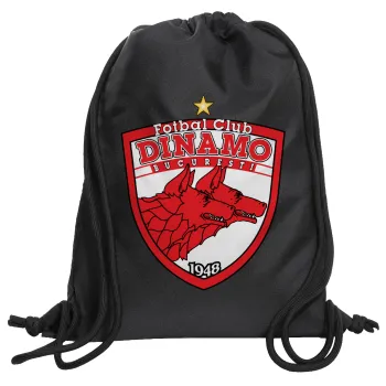 FC Dinamo Bucuresti, Τσάντα πλάτης πουγκί GYMBAG Μαύρη, με τσέπη (40x48cm) & χονδρά κορδόνια