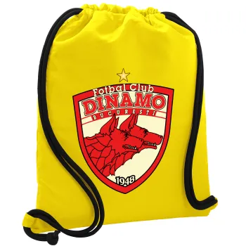 FC Dinamo Bucuresti, Τσάντα πλάτης πουγκί GYMBAG Κίτρινη, με τσέπη (40x48cm) & χονδρά κορδόνια