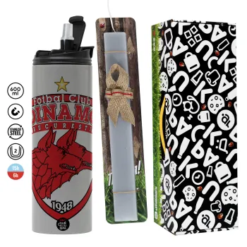 FC Dinamo Bucuresti, Easter candle with Grey Tumbler Thermo 600ml & aromatic flat candle (30cm) (GREY)