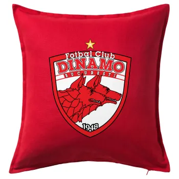 FC Dinamo Bucuresti, Μαξιλάρι καναπέ Κόκκινο 100% βαμβάκι, περιέχεται το γέμισμα (50x50cm)