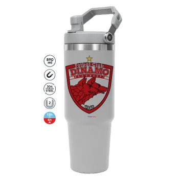 FC Dinamo Bucuresti, GREY color, 890ml (30oz) stainless Steel Tumbler with Handle