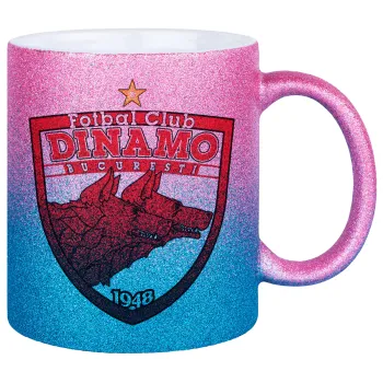 FC Dinamo Bucuresti, Κούπα Χρυσή/Μπλε Glitter, κεραμική, 330ml