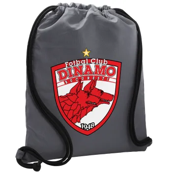 FC Dinamo Bucuresti, Backpack pouch GYMBAG GREY, with pocket (40x48cm) & thick cords
