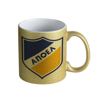 FC ΑΠΟΕΛ Λευκωσίας, Κούπα Χρυσή Glitter που γυαλίζει, κεραμική, 330ml