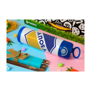 FC ΑΠΟΕΛ Λευκωσίας, Πασχαλινή Λαμπάδα με Παιδικό παγούρι θερμό, ανοξείδωτο, με καλαμάκι ασφαλείας, ΜΠΛΕ (500ml)