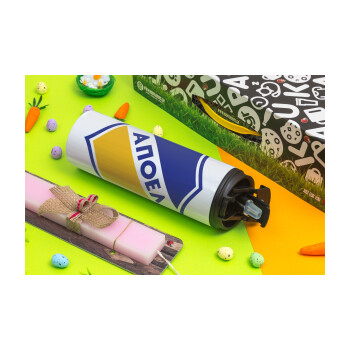 FC ΑΠΟΕΛ Λευκωσίας, Πασχαλινή Λαμπάδα με Travel Tumbler θερμό με διπλό καπάκι (600ml, BPA free) & κερί αρωματικό πλακέ (30cm) (ΡΟΖ)