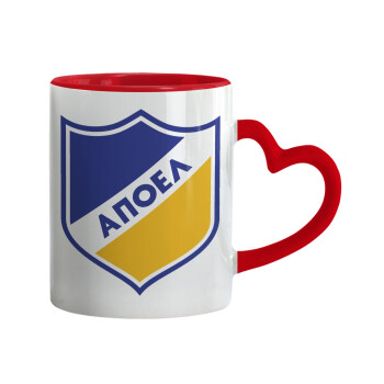FC ΑΠΟΕΛ Λευκωσίας, Κούπα καρδιά χερούλι κόκκινη, κεραμική, 330ml
