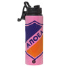 Metallic water bottle with safety lid, 850ml aluminum