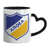 Mug heart black handle, ceramic, 330ml