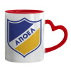 Mug heart red handle, ceramic, 330ml
