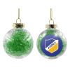 Transparent Christmas tree ball ornament with green filling 8cm