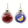 Transparent Christmas tree ball ornament with red filling 8cm
