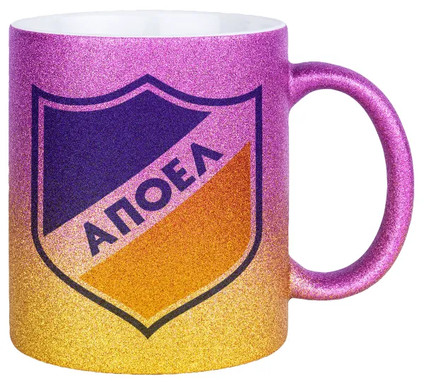 FC ΑΠΟΕΛ Λευκωσίας — Κούπα Χρυσή/Ροζ Glitter, κεραμική, 330ml