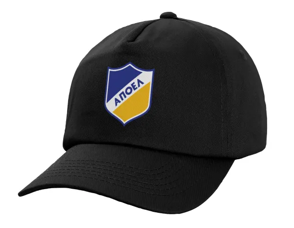 FC ΑΠΟΕΛ Λευκωσίας — Καπέλο Ενηλίκων Baseball, 100% Βαμβακερό,  Μαύρο (ΒΑΜΒΑΚΕΡΟ, ΕΝΗΛΙΚΩΝ, UNISEX, ONE SIZE)