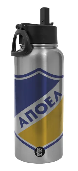 FC ΑΠΟΕΛ Λευκωσίας — Metal mug thermo Silver with Straw and Spout Lid (Stainless steel), double wall, 950ml