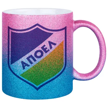 FC ΑΠΟΕΛ Λευκωσίας, Κούπα Χρυσή/Μπλε Glitter, κεραμική, 330ml