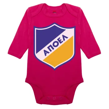 FC ΑΠΟΕΛ Λευκωσίας, Μακρυμάνικο βρεφικό φορμάκι, 0-18 μηνών, ΡΟΖ, 100% Organic Cotton