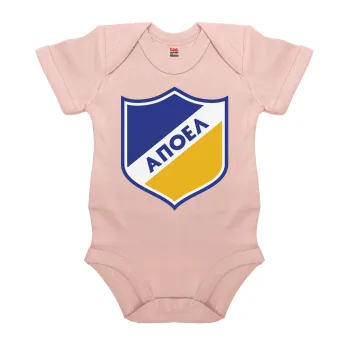 FC ΑΠΟΕΛ Λευκωσίας, Βρεφικό φορμάκι μωρού, 0-18 μηνών, ΡΟΖ POWDER, 100% Organic Cotton, κοντομάνικο