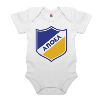 FC ΑΠΟΕΛ Λευκωσίας, Βρεφικό φορμάκι μωρού, 0-24 μηνών, ΛΕΥΚΟ, 100% Organic Cotton, κοντομάνικο