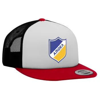 FC ΑΠΟΕΛ Λευκωσίας, Καπέλο Ενηλίκων Foam Flat Snapback με Δίχτυ Κόκκινο-Λευκό-Μαύρο (POLYESTER, ΕΝΗΛΙΚΩΝ, UNISEX, ONE SIZE)