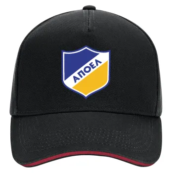 FC ΑΠΟΕΛ Λευκωσίας, DRILL Adult Ultimate Hat BLACK/RED, (100% COTTON, ADULT, UNISEX, ONE SIZE)