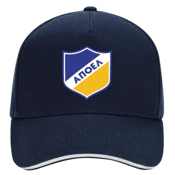FC ΑΠΟΕΛ Λευκωσίας, DRILL Adult Ultimate Hat BLUE/WHITE, (100% COTTON, ADULT, UNISEX, ONE SIZE)