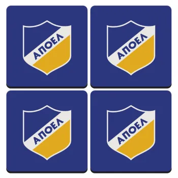 FC ΑΠΟΕΛ Λευκωσίας, ΣΕΤ 4 Σουβέρ ξύλινα τετράγωνα (9cm)