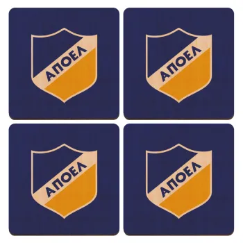 FC ΑΠΟΕΛ Λευκωσίας, ΣΕΤ x4 Σουβέρ ξύλινα τετράγωνα plywood (9cm)
