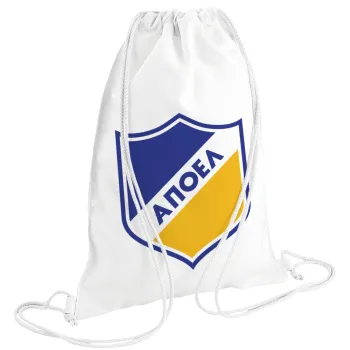 FC ΑΠΟΕΛ Λευκωσίας, Τσάντα πλάτης πουγκί GYMBAG λευκή (28x40cm)