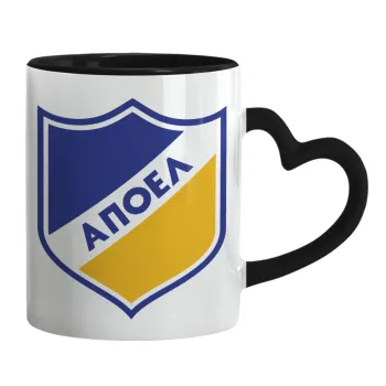 FC ΑΠΟΕΛ Λευκωσίας, Mug heart black handle, ceramic, 330ml