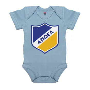 FC ΑΠΟΕΛ Λευκωσίας, Βρεφικό φορμάκι μωρού, 0-18 μηνών, Μπλε, 100% Organic Cotton, κοντομάνικο