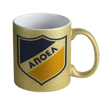 FC ΑΠΟΕΛ Λευκωσίας, Κούπα Χρυσή Glitter που γυαλίζει, κεραμική, 330ml