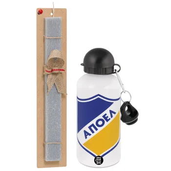 FC ΑΠΟΕΛ Λευκωσίας, Easter Set, metallic aluminum water bottle (500ml) & aromatic flat Easter candle (30cm) (GRAY)