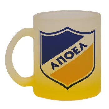 FC ΑΠΟΕΛ Λευκωσίας, Κούπα γυάλινη δίχρωμη με βάση το κίτρινο ματ, 330ml