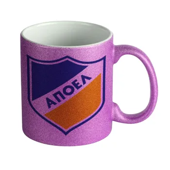 FC ΑΠΟΕΛ Λευκωσίας, Κούπα Μωβ Glitter που γυαλίζει, κεραμική, 330ml