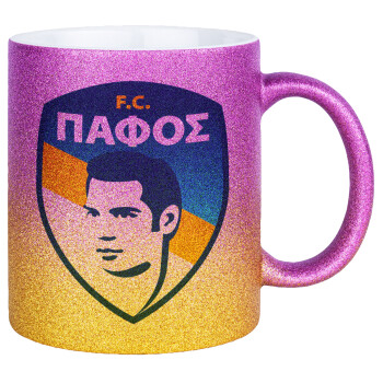 Πάφος FC, Κούπα Χρυσή/Ροζ Glitter, κεραμική, 330ml
