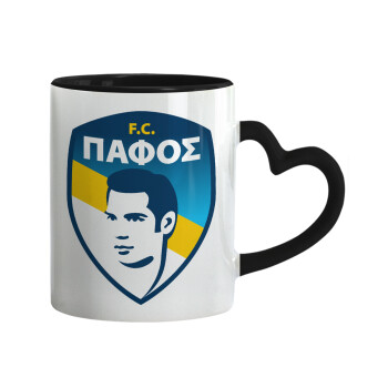 Πάφος FC, Mug heart black handle, ceramic, 330ml