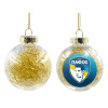 Transparent Christmas tree ball ornament with gold filling 8cm