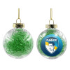 Transparent Christmas tree ball ornament with green filling 8cm
