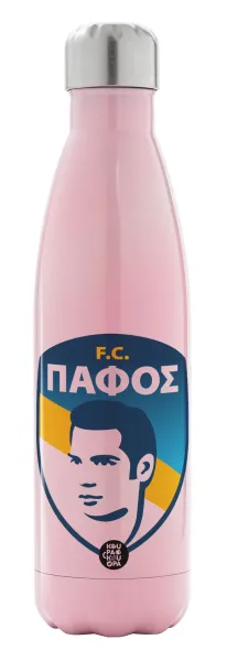 Πάφος FC — Μεταλλικό παγούρι θερμός Ροζ Ιριδίζον (Stainless steel), διπλού τοιχώματος, 500ml