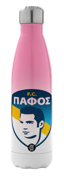Πάφος FC — Metal mug thermos Pink/White (Stainless steel), double wall, 500ml