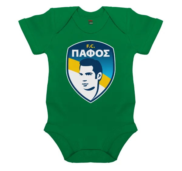 Πάφος FC — Βρεφικό φορμάκι μωρού, ΠΡΑΣΙΝΟ, 100% Organic Cotton, κοντομάνικο