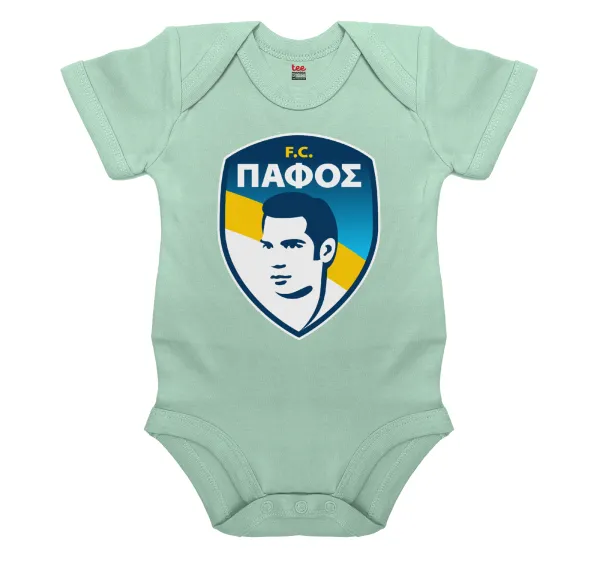 Πάφος FC — Βρεφικό φορμάκι μωρού, 0-18 μηνών, mint, 100% Organic Cotton, κοντομάνικο